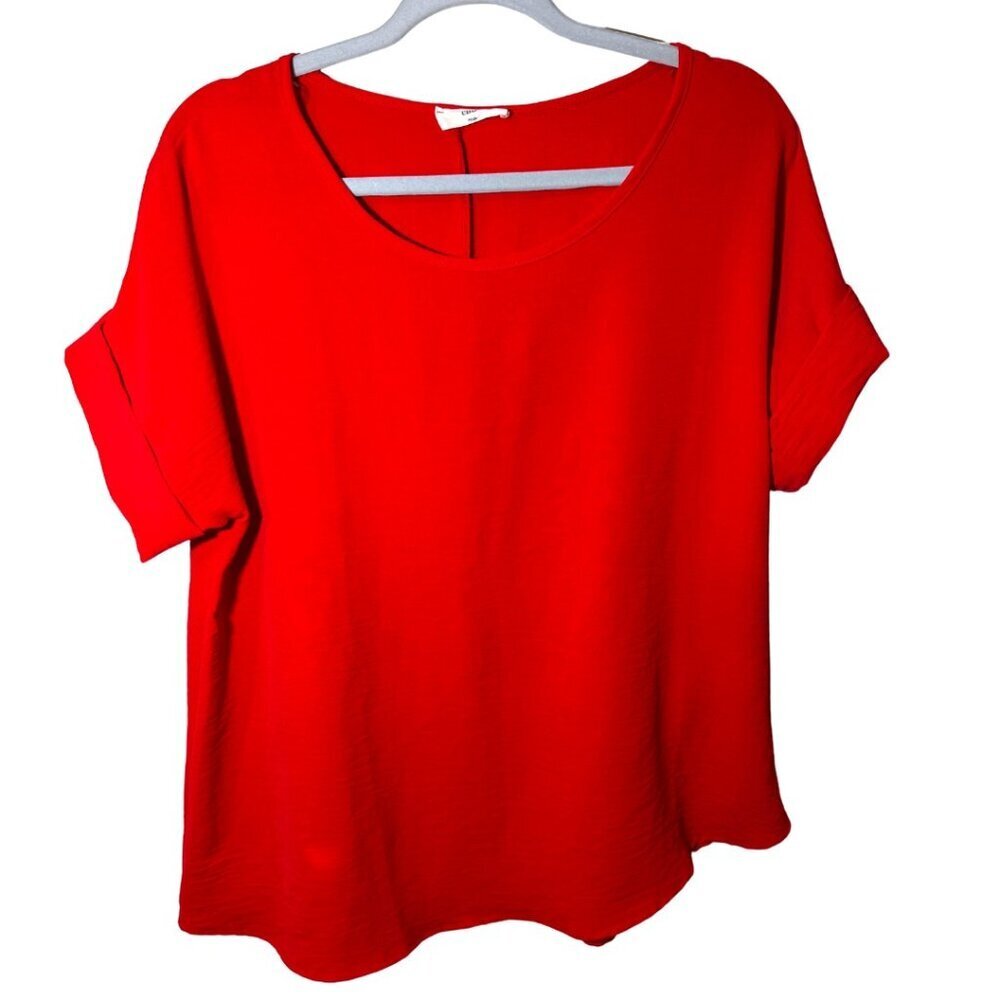 Entro Women's blouse Rolled Sleeves red, Size M